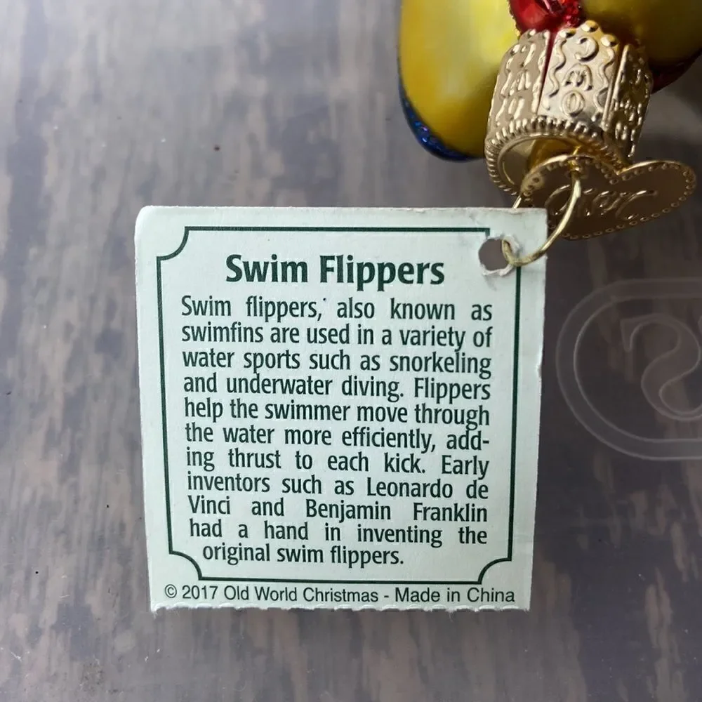 Old world Christmas Swim Flippers NWT Xmas decor